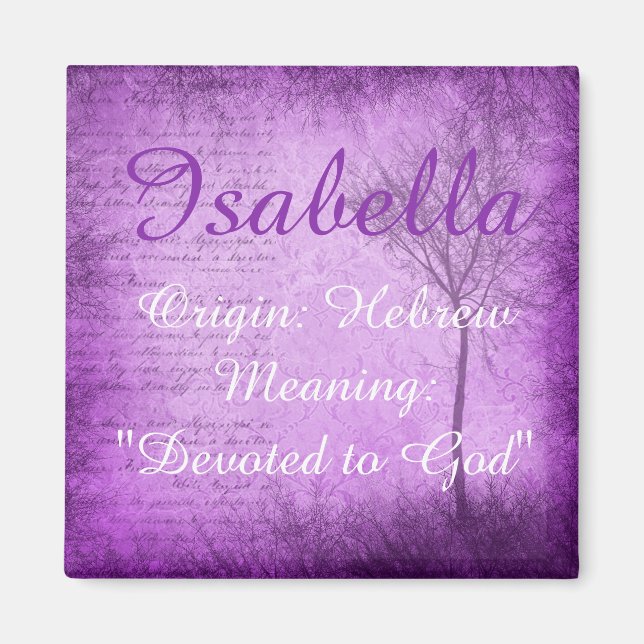 Isabella Name Meaning Magnet Purple Whimsical Tree (Front)