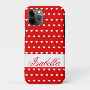 Isabella - Name Template, Flashy Red and White iPhone 11 Pro Case