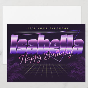 Isabella Name Vorname lila retro Karte Geburtstag Card