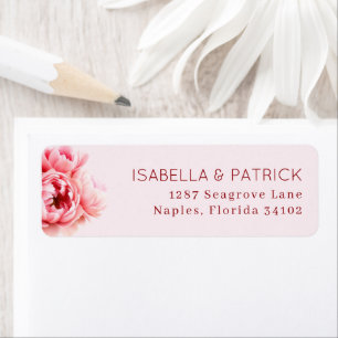 Isabella & Patrick Elegant Pink Floral Serif Return Address Label