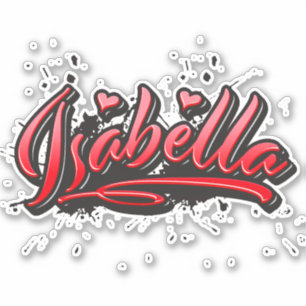 Isabella red Heart Graffiti Sticker
