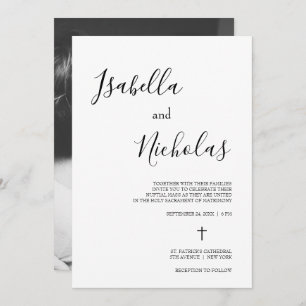 Isabella Simple Modern Script Catholic Wedding Invitation