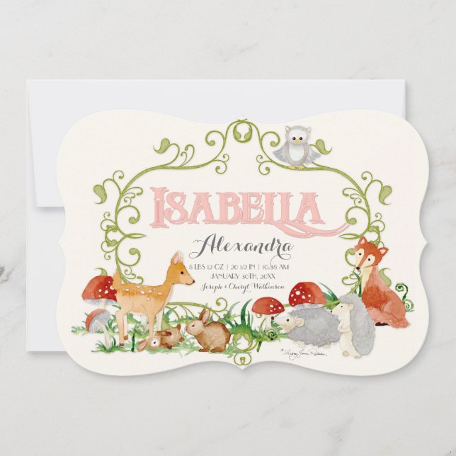 Isabella Top 100 Baby Name Girl Birth Announcement (Front)