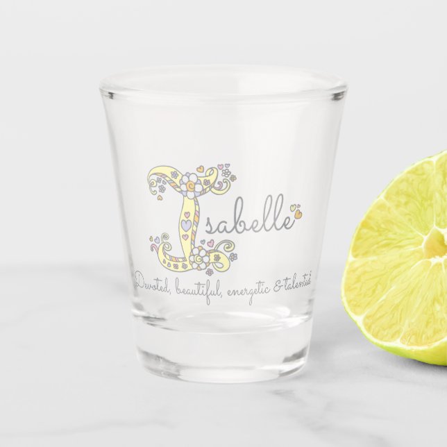 Isabelle custom decorative name meaning  shot glass (Front)