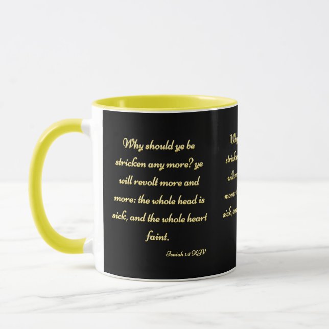 Isaiah 1:5 KJV Bible Scripture Two-Tone Mug (Left)