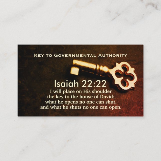 Isaiah 22:22 Key to the House of David Bible Verse Business Card (Front)