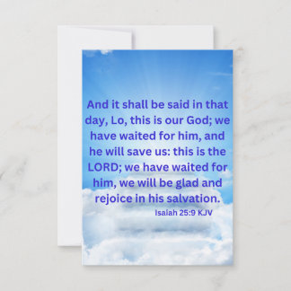 Isaiah 25:9 KJV Bible Verse Pic Flat Greeting Card