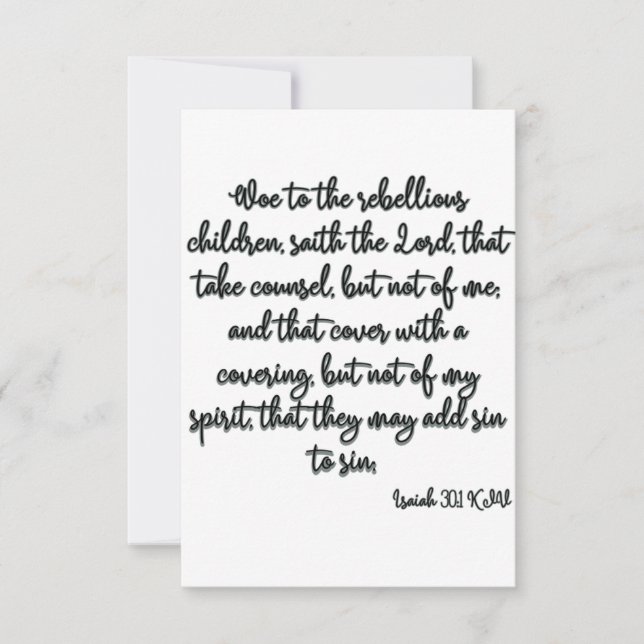 Isaiah 30:1 KJV Bible Verse Flat Greeting Card (Front)