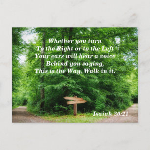 Isaiah 30:21 This is the Way Bible Verse Postcard