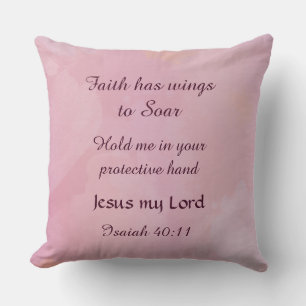 Isaiah 40:11 Faith Decorative Pillow Pink Dream