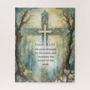 Isaiah 40:29 Bible Verse Cross Christian Encourage Jigsaw Puzzle