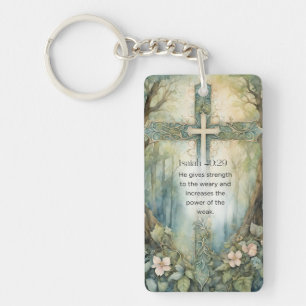 Isaiah 40:29 Bible Verse Cross Christian Encourage Key Ring