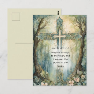 Isaiah 40:29 Bible Verse Cross Christian Encourage Postcard