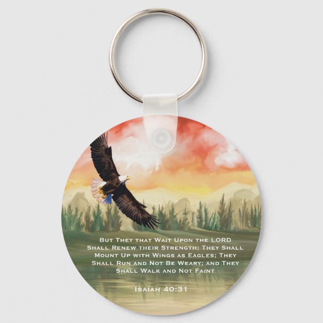 Isaiah 40:31 Bible Verse Mount on Wings Key Ring (Front)