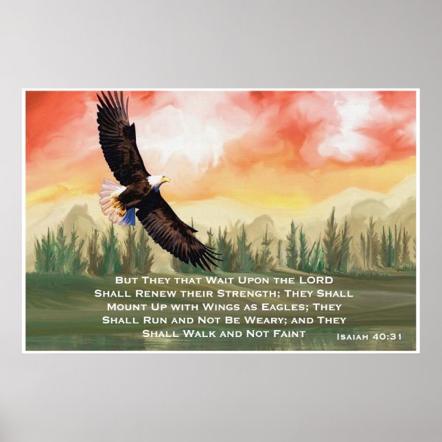 Isaiah 40:31 Bible Verse Mount on Wings Poster (Front)