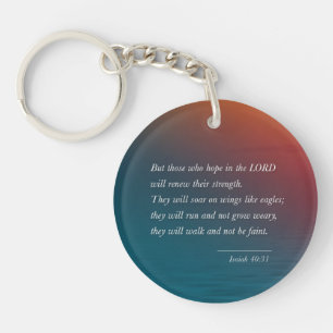 Isaiah 40:31 Bible Verse Sunset Flying Eagle Art Key Ring