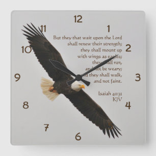 Isaiah 40:31 But they that wait Christian Square Wall Clock