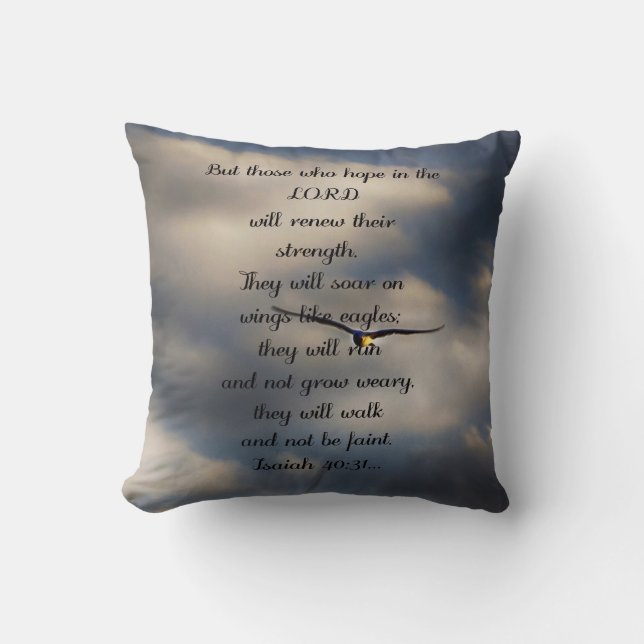 Isaiah 40:31 Custom Christian Bible Verse Gift Cushion (Front)