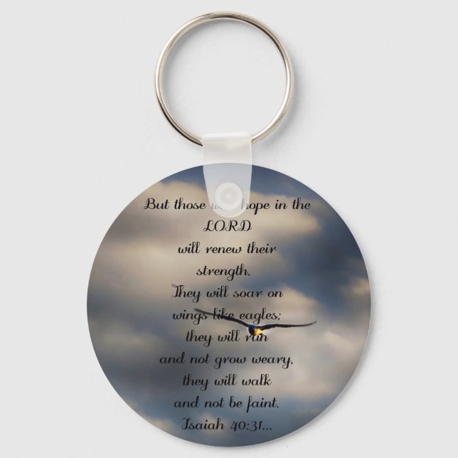 Isaiah 40:31 Custom Christian Bible Verse Gift Key Ring (Front)