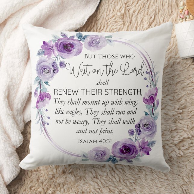 Isaiah 40:31 Those who Wait on the Lord Floral Cushion (Blanket)
