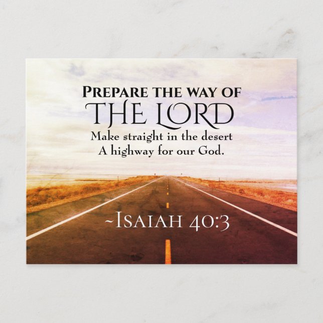 Isaiah 40:3 Prepare the way of the Lord, Bible Postcard (Front)