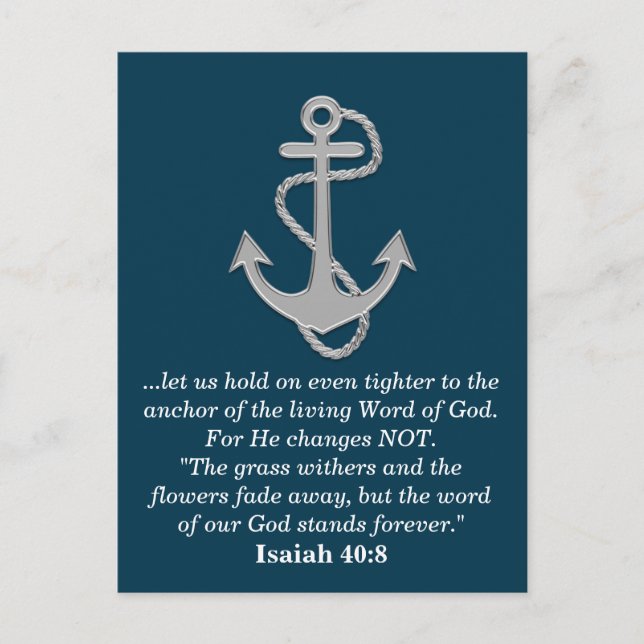 Isaiah 40:8 Bible Verse Gods Word Anchor Teal Blue Postcard (Front)