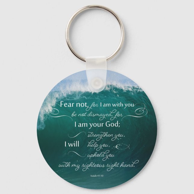 Isaiah 41 10 Bible Verse Button Keychain (Front)