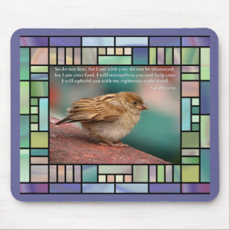 Isaiah 41:10 Bible Verse With Bird Stained Glass Mouse Pad
