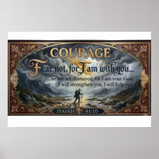 Isaiah 41:10 Courage Canvas Poster | Fear Not Art