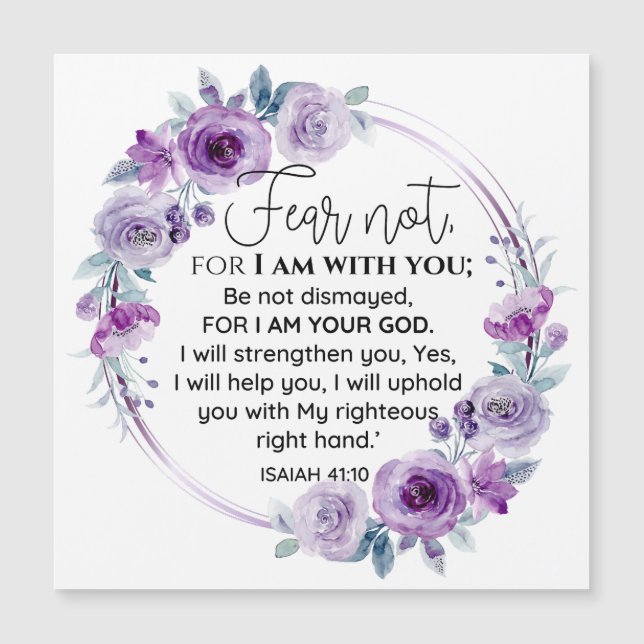 Isaiah 41:10 Fear not Purple Floral Scripture (Front)