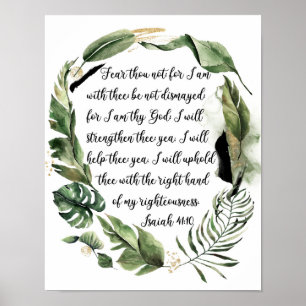 Isaiah 41:10 Fear Not, Watercolor Bible Verse Poster