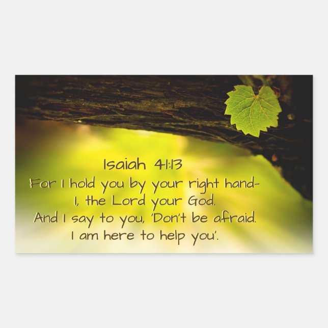 Isaiah 41:13  I hold you by your right hand— Bible Rectangular Sticker (Front)