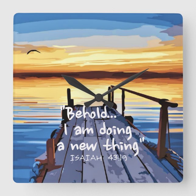 Isaiah 43:19 Bible Verse Art Square Wall Clock (Front)