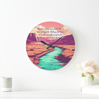 Isaiah 43:19 Throw pillow River Desert Large Clock