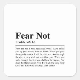 Isaiah 43:1-3 Fear Not Square Sticker