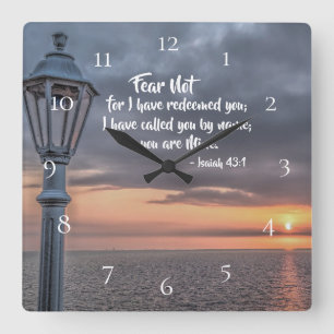 Isaiah 43:1 Fear not for I have redeemed you Bible Square Wall Clock