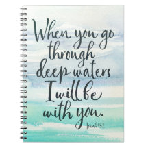 Isaiah 43:2 Deep Waters Watercolor Bible Notebook