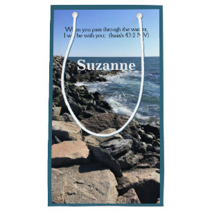 Isaiah 43:2 I Will Be With You Photo of Ocean Small Gift Bag