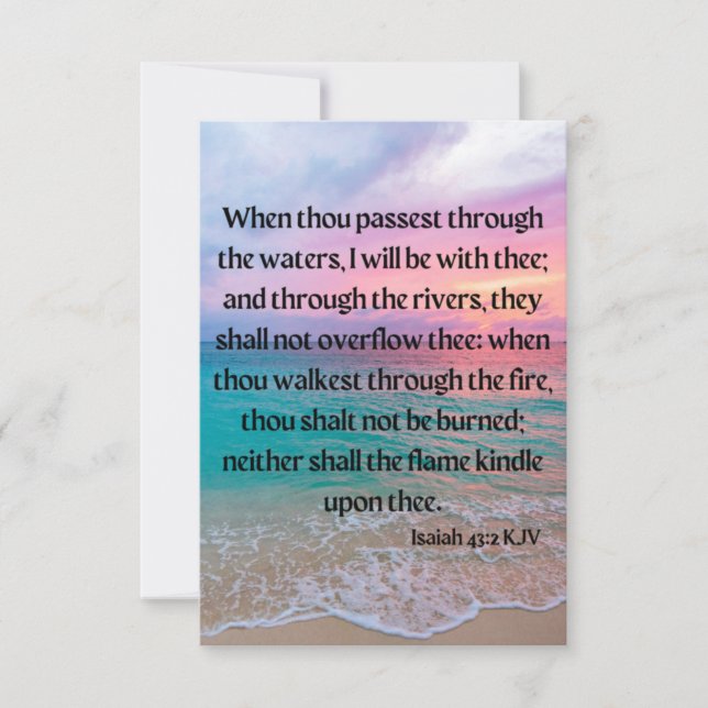 Isaiah 43:2 KJV Bible Verse Pic Flat Greeting Card (Front)