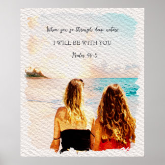 Isaiah 43 2 Watercolor Mother Daughter Sea View Poster