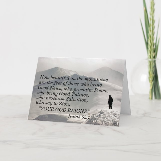 Isaiah 52:7 How beautiful on the mountains are the Card (Front)