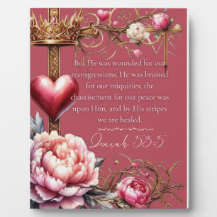 Isaiah 53:5 Bible Verse, Healing Scripture, Pink Plaque