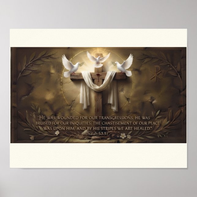 Isaiah 53:5 Cross Poster | By His Stripes (Front)