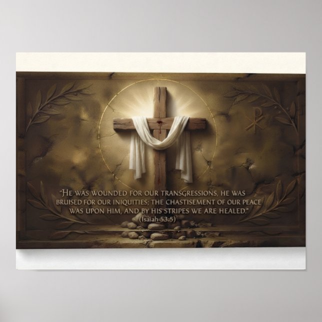 Isaiah 53:5 Cross Poster – By His Wounds (Front)