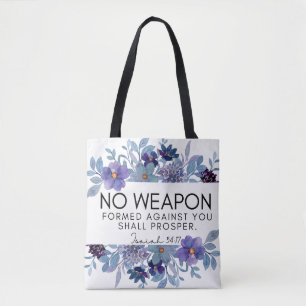 Isaiah 54:17 No Weapon Christian Floral Tote Bag