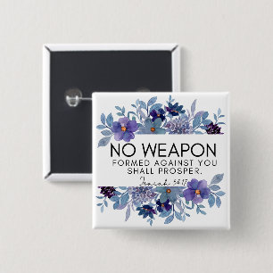 Isaiah 54:17 No Weapon Christian Purple Floral 15 Cm Square Badge