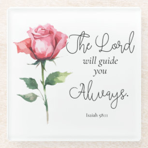 Isaiah 58:11 Flower Graduation Bible Verse Glass Coaster