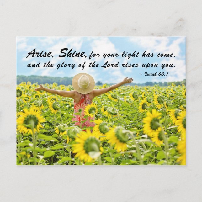 Isaiah 60:1-2 Arise Shine for your light has come Postcard (Front)