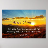 Isaiah 60:1 Arise Shine Your light has come Bible 