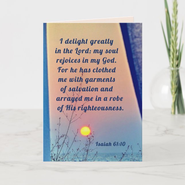 Isaiah 61:10 I Delight Greatly in the Lord Bible  Card (Front)